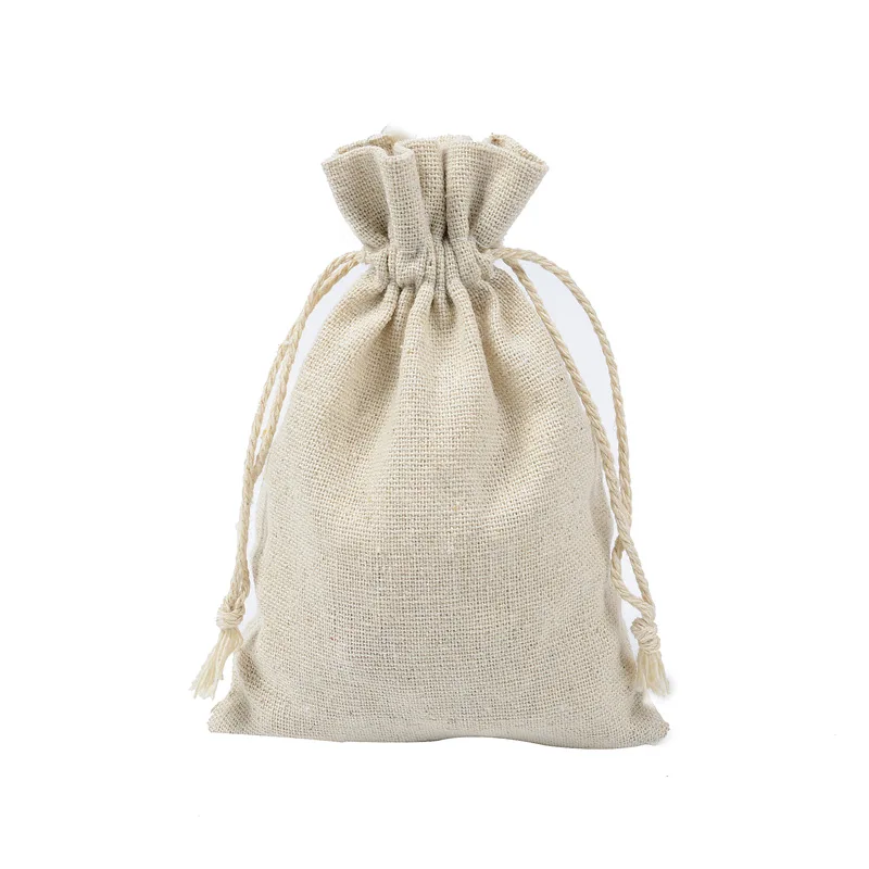 10Pcs Fashion Cotton Drawstring Burlap Bags Wedding Favors Party Christmas Gift Jewelry Hessian Sack Pouches Packing 10 Sizes