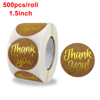 100/300/500 pcs Yellow Kraft Paper Thank You Stickers For Baking Packing Bag Decor Homemade Gift Decorative Thank You Roll Stick