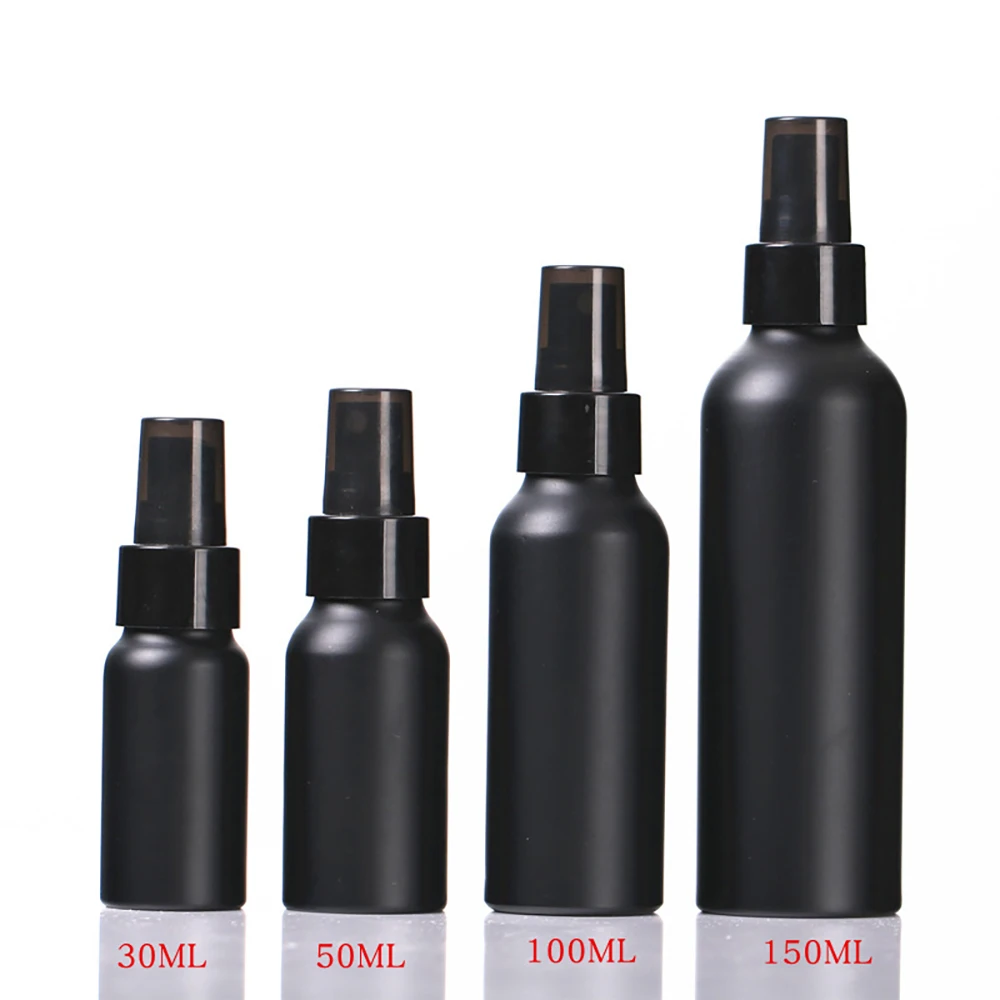 30/50/100/150ml Tragbare Reise Schwarz Aluminium Flasche Leere Flasche Parfüm Spray Flasche Lotion Essenz flasche Kosmetische Verpackung