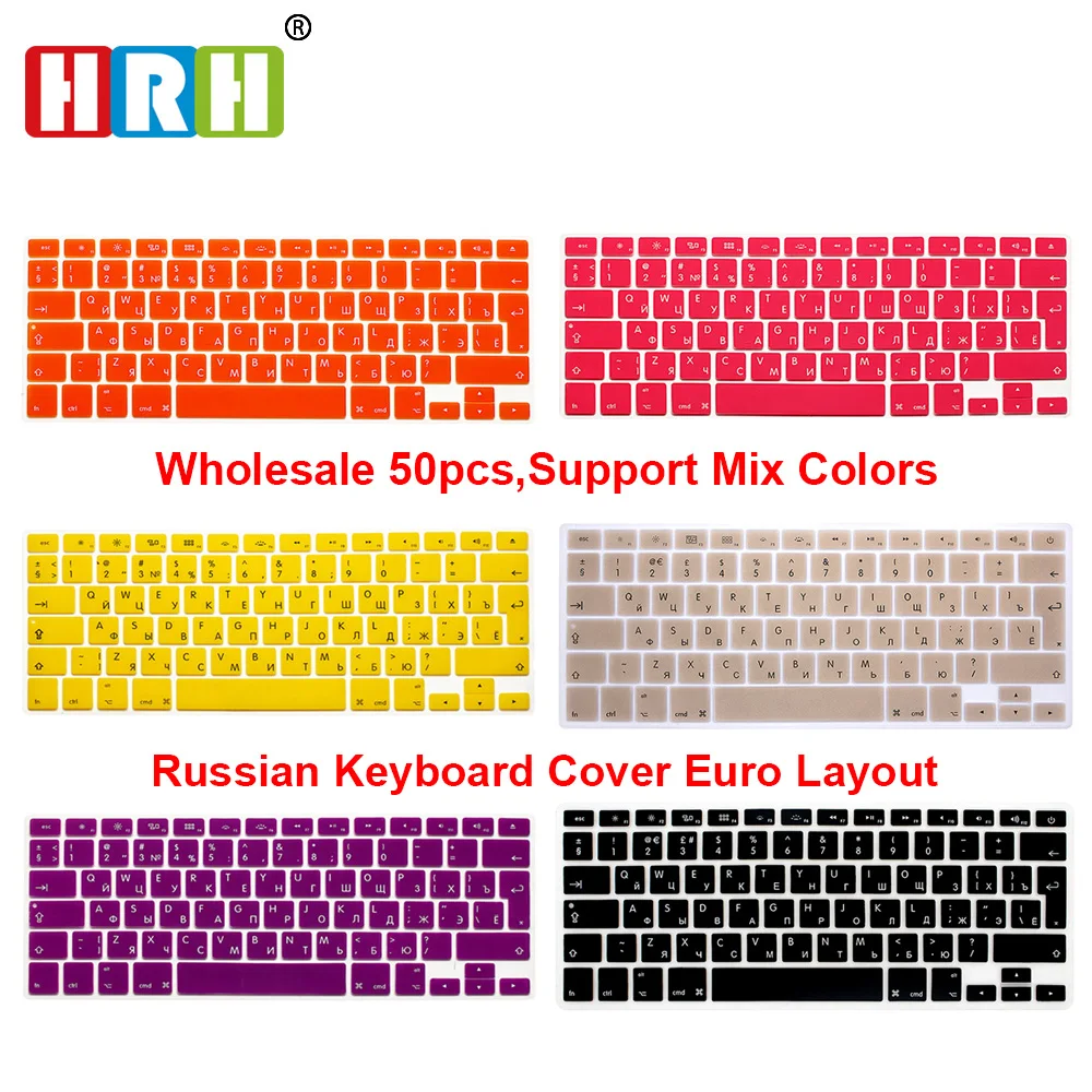 

HRH Wholesale Slim High Quality 50pcs EU UK Russian Silicone Keyboard Cover Protective Film for Macbook Air Pro Retina 13"15"17"