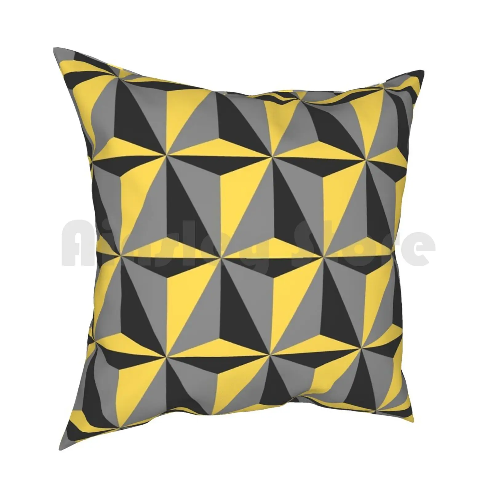 Mustard Yellow And Gray Geometric Pillow Case Printed Home Soft Throw Pillow Minimalist Polygons Gray Pale Yellow