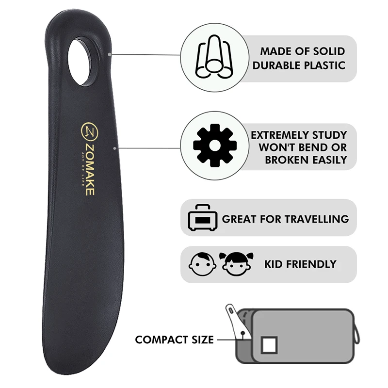 ZOMAKE Plastic Shoe Horn Profession Travel Shoehorn   for Men, Women,Seniors& Kids Shoe helper Durable spoon Boot Shoe Horns