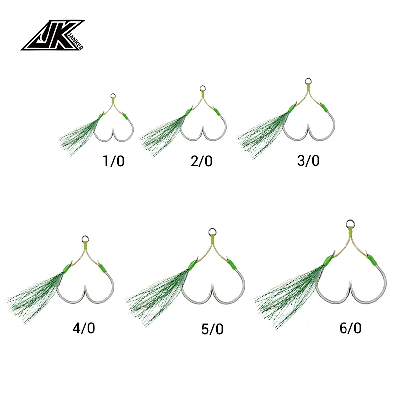 JK SWS Fishing Hook Jig 1/0 2/0 3/0 4/0 5/0 6/0 Ocean Boat Fishing Slow Jigging Twin Assist Hooks