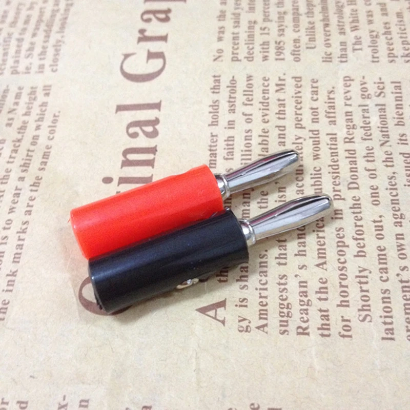 10pcs/lot Banana Plug 4mm Audio Speaker Screw Banana Nickel-plated Plate Plugs Connectors + PVC rubber Black & Red