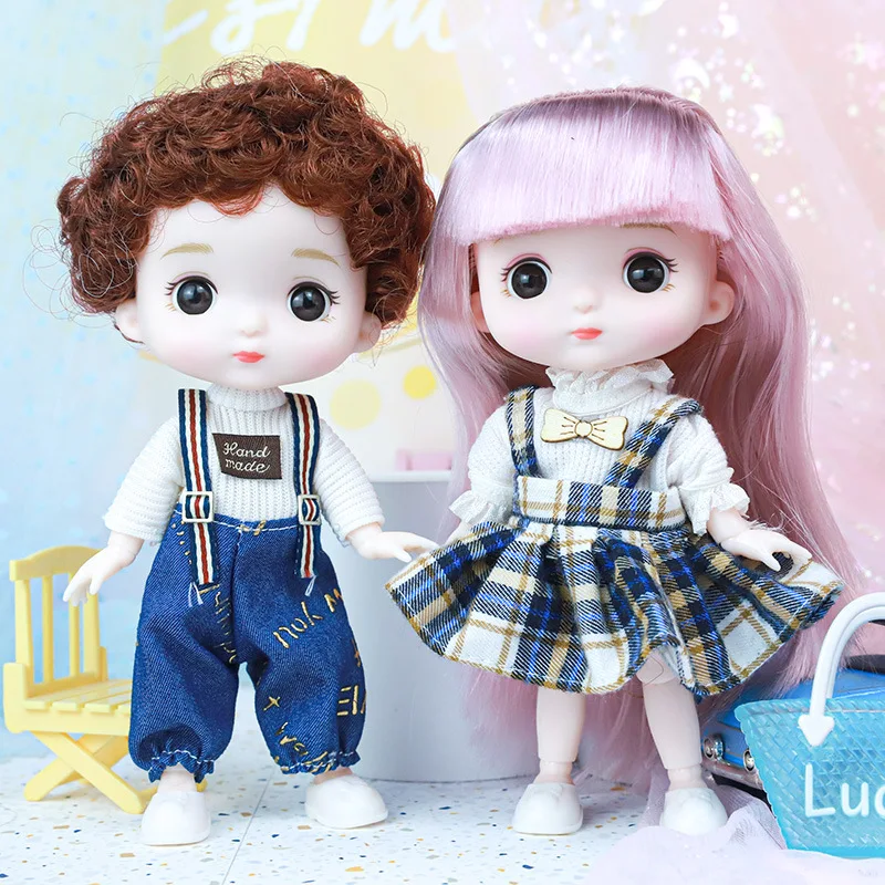 Muñeca articulada 3D de 16 cm para niña, juguete de muñeca pequeña BJD de cuerpo desnudo, expresión de cara, 13 articulaciones móviles, ojos