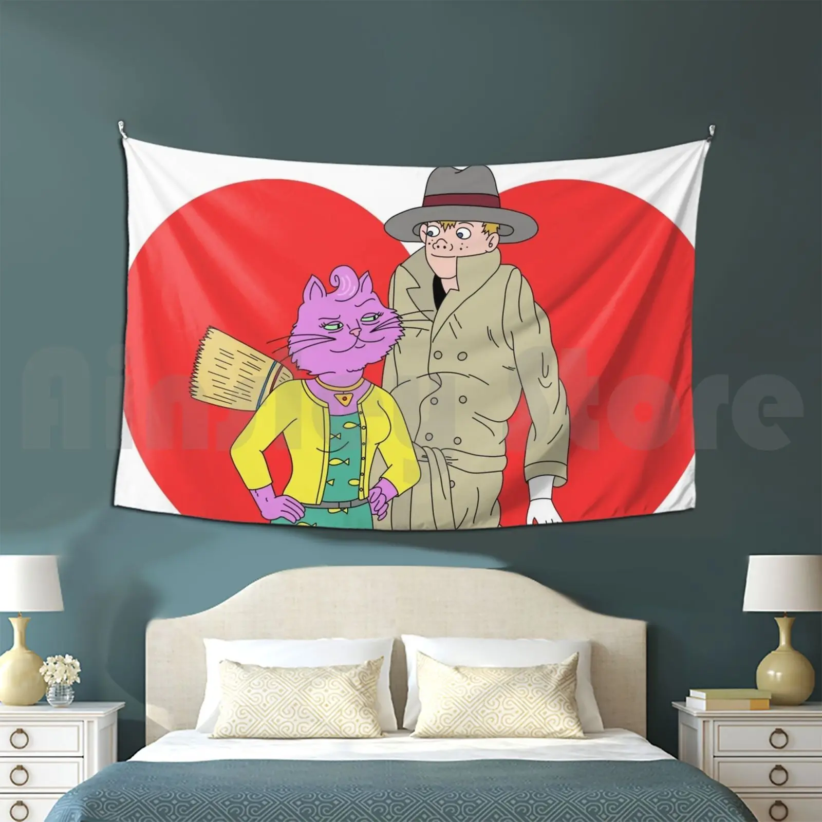 Princess Carolyn ? ? Vincent Adultman Customized Tapestry Bojack Horse Three Kids In A Trenchcoat Netflix