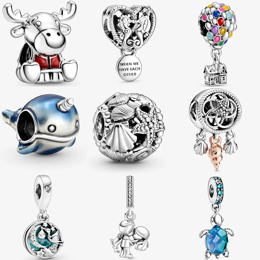 

Real 925 Sterling Silver Up House Balloons Charm Fit pandora Bracelet Necklace Married Couple Sea Turtle Charm DIY Jewelry