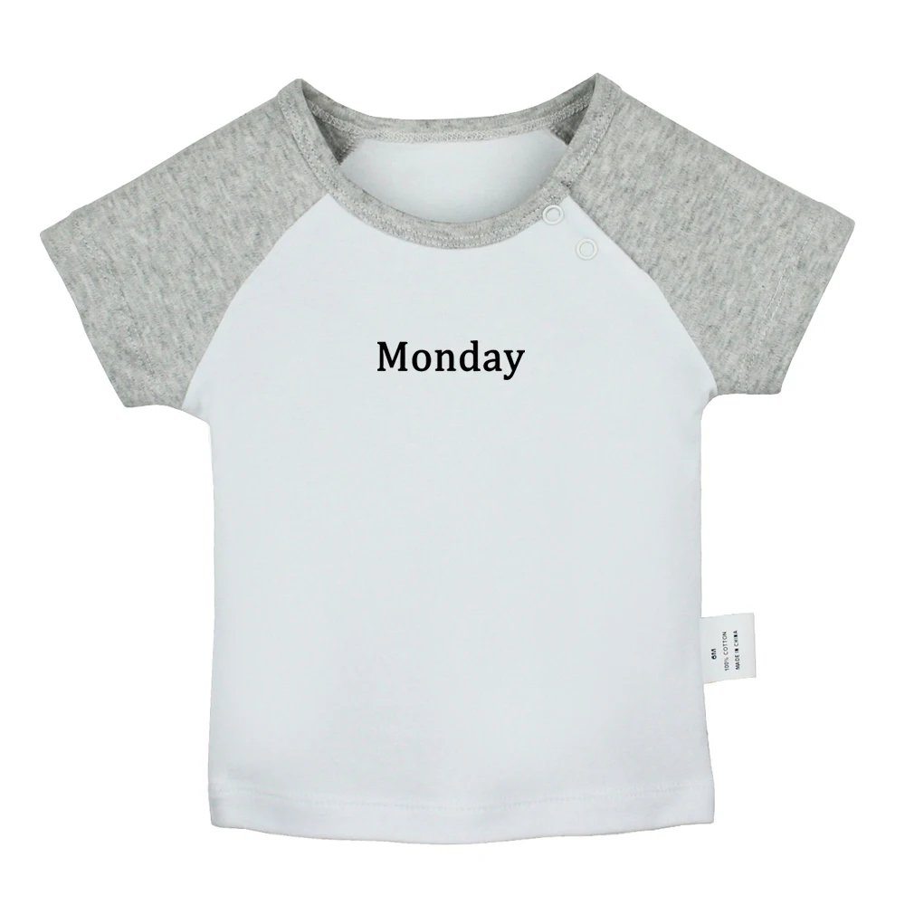 

Monday Street Printed Tops Funny Juniors Tuesday Design Newborn Baby T-shirts Toddler Graphic Raglan Color Short Sleeve Tee Tops