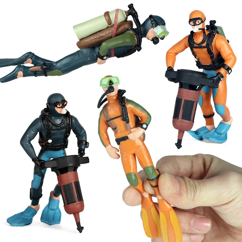 Hot Sale Simulation Doll Toy Figures Model Solid Plastic Seabed Exploration Diver Doll Scene Decoration Toys For Children Gifts