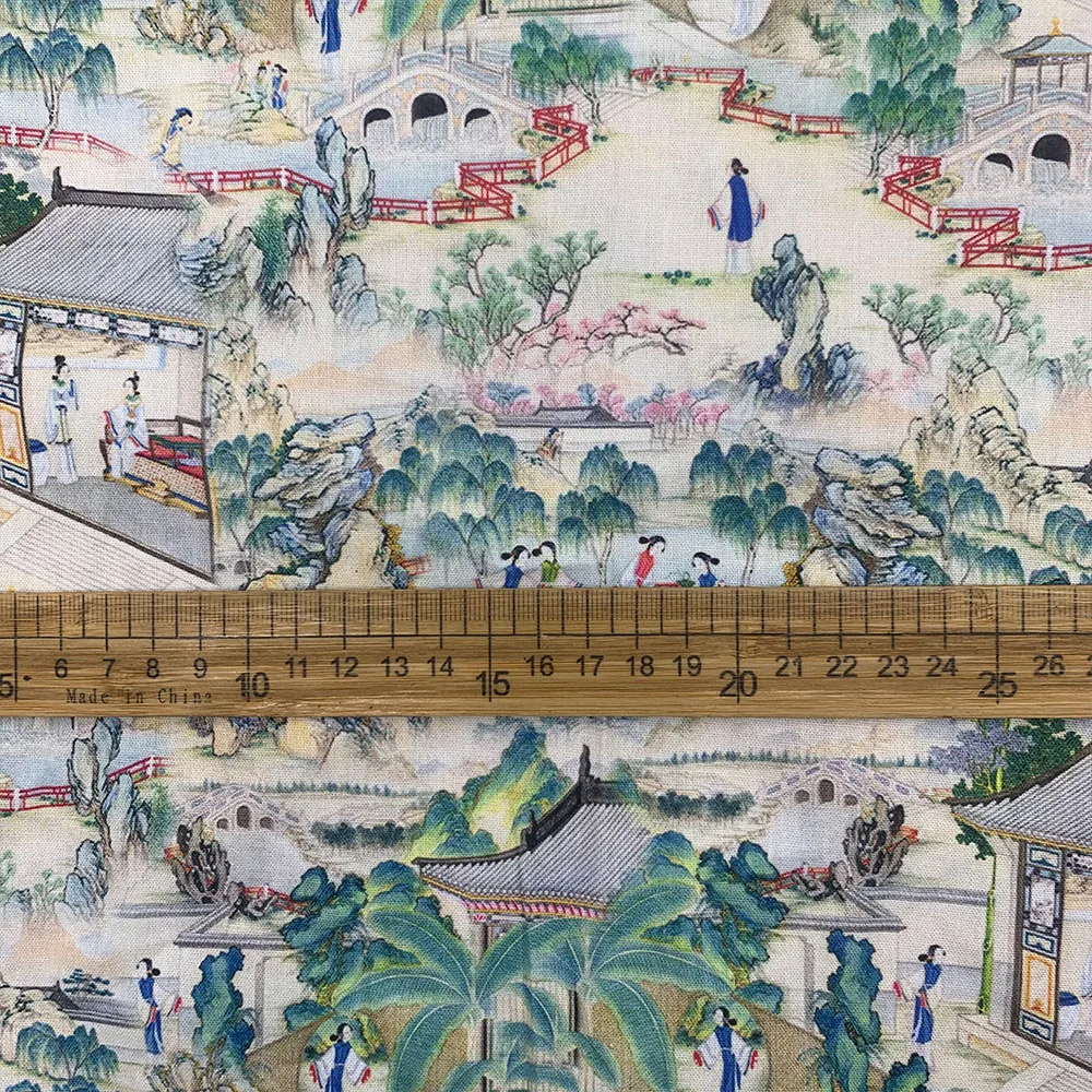 Chinese Style 110cm Width 100% Cotton Fabric Sewing Children Clothing Dress Fabric Chinese Color Painting Fabric Printed DIY