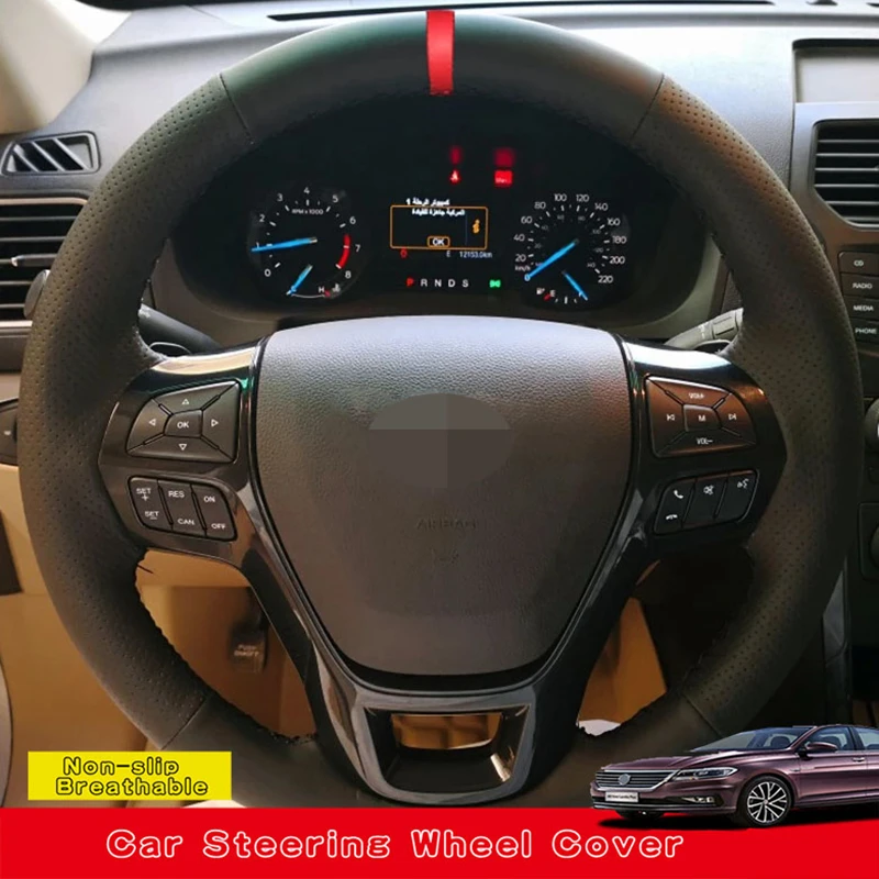 Customize DIY Micro Fiber Leather Car Accessories Steering Wheel Cover For Ford Explorer 2016 2017 2018 Car Interior