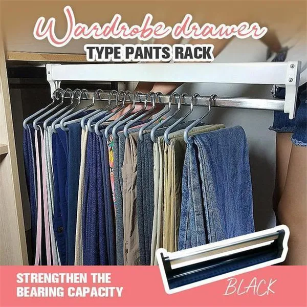 

Adjustable Wardrobe Clothing Rail Top Mount Wardrobe rack Heavy Duty Extendable Closet Hanger Pull-Out Closet Valet Rod Storage