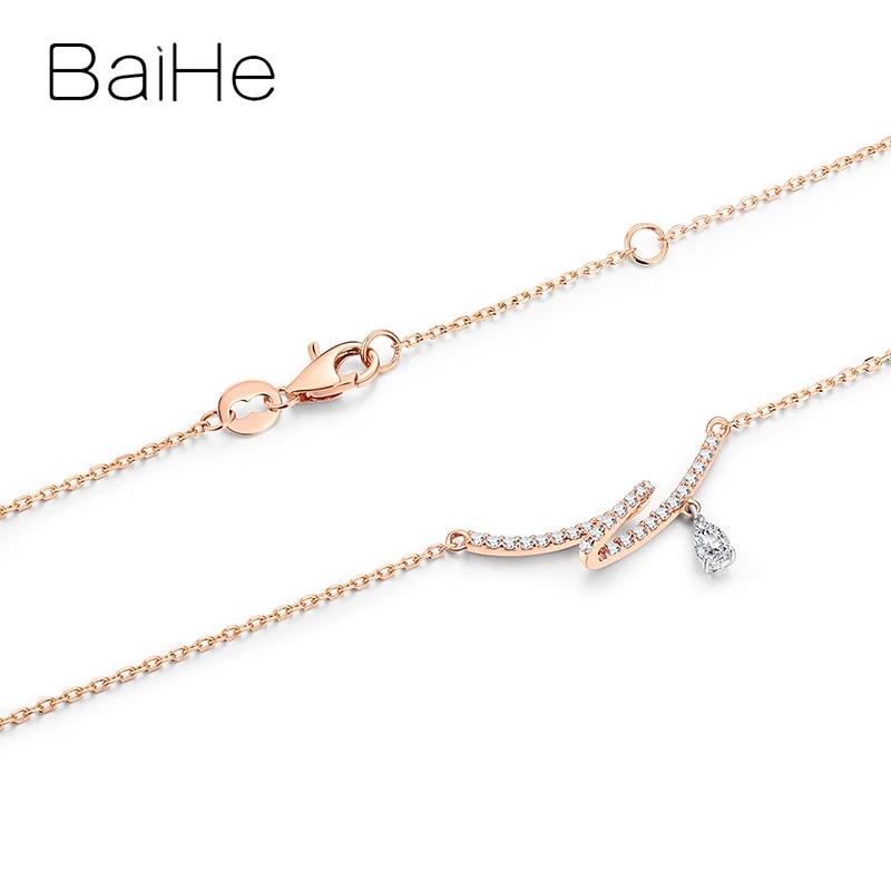 BAIHE Solid 18K Rose Gold H/SI Natural Diamond Necklace Women Trendy Wedding Fine Jewelry Trendy Collier diamants ġiżirana