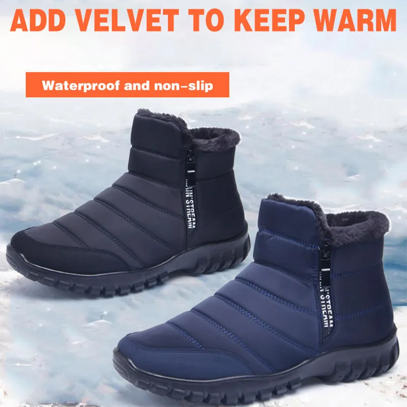 Bottes de neige imperméables coordonnantes pour hommes, chaussures décontractées, peluche, grande taille, garde au chaud, chaussures de couple,