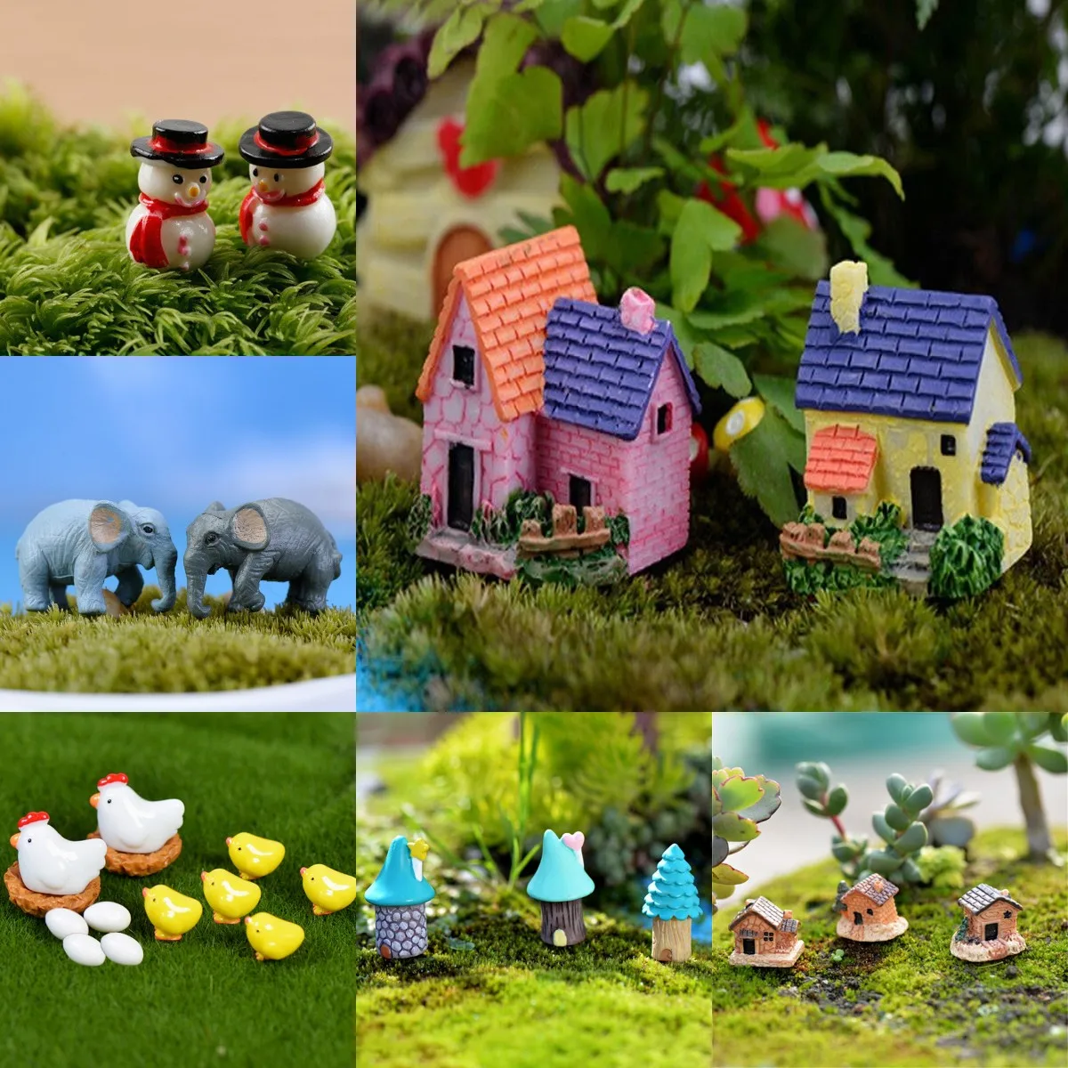 Chicken Egg House Snowman Nest Elephant Statue Miniatures Ornament For DIY Fairy Garden Dollhouse Plant Decoration