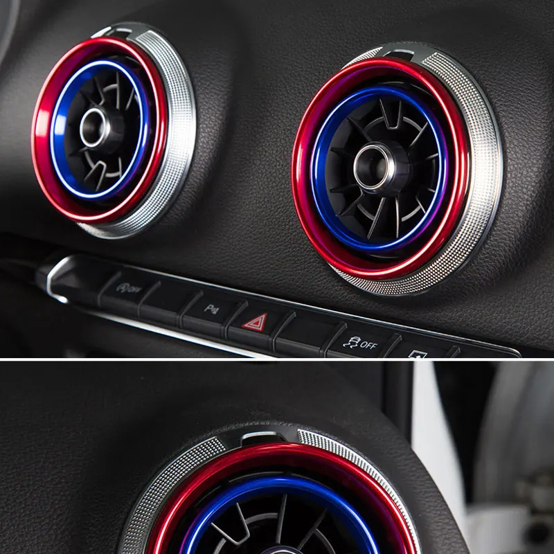 Center Console AC Air Conditioner Outlet Frame Cover Trim Inner For Audi A1 Interior Air Vents Ring Decals Stickers Car Styling