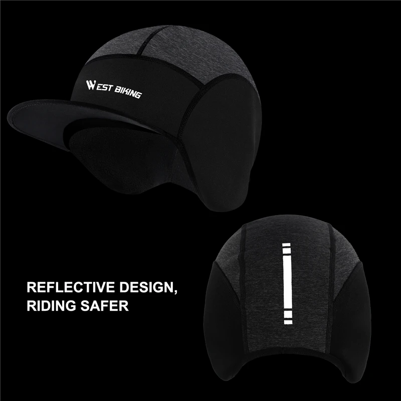 WEST BIKING Cycling Hat Winter Warm Cap Windproof Helmet Liner Motocycle Riding Headwear Earflap Bicycle Sking Running Sport Cap