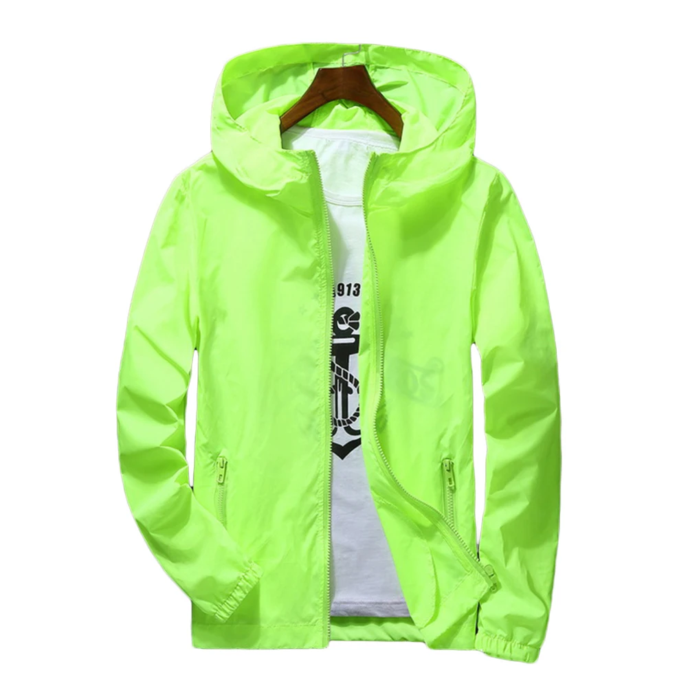 Men Waterproof Wind Breaker Coat Zipper Hoodie Jacket Quick Drying Sport Outwear