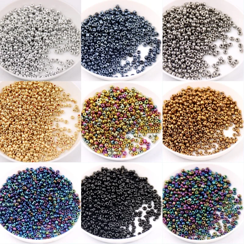 Metal Color Glass Seed Beads Multi Size 1.5/2/3/4mm Golden Plated Spacer Czech Glass Beads For Jewelry Making DIY Accessories