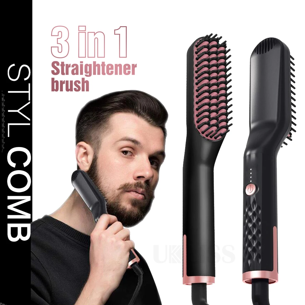 Men Beard Straightener Brush Multifunctional Curling Iron Straighteners Hot Heating Comb Hair Brush Ionic Beard Straightening