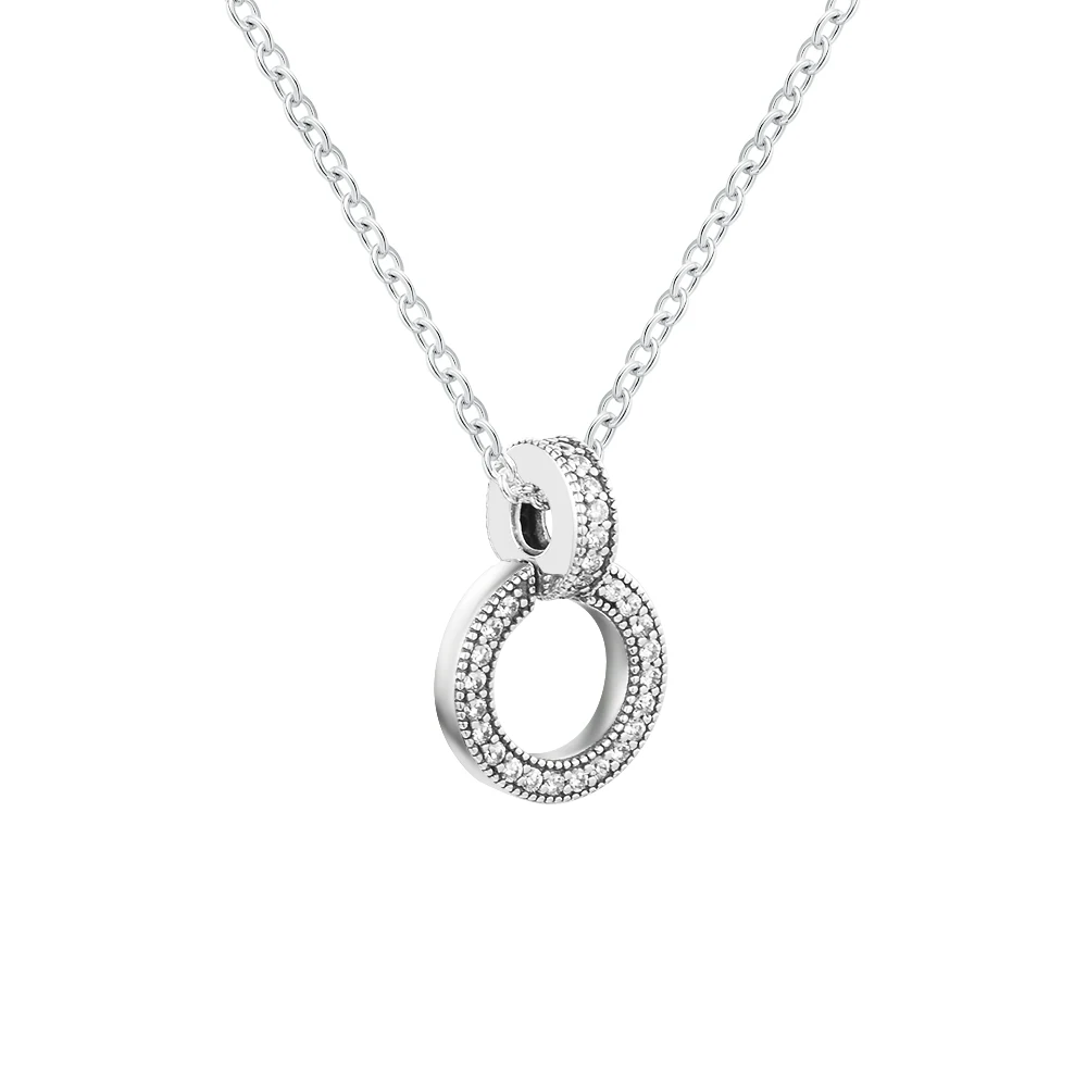 Colgante de doble círculo para mujer, collar y colgante, cadena de plata esterlina, fabricación de joyas para mujer, dijes originales para el día de la madre