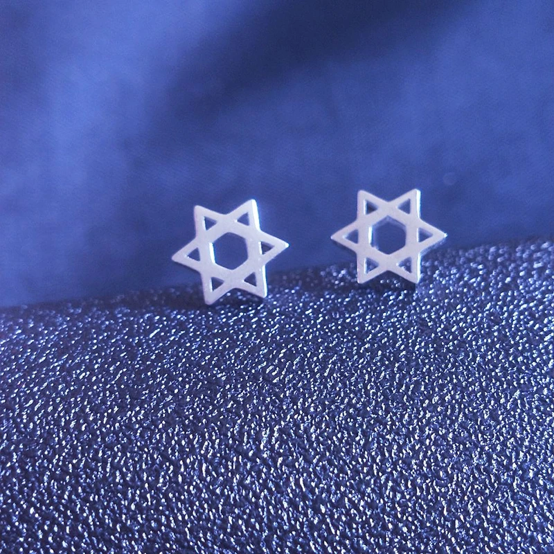 High Quality Stainless Steel Star of David Small Earrings for Men Women Simple Star Studs Earrings Pendientes Brincos