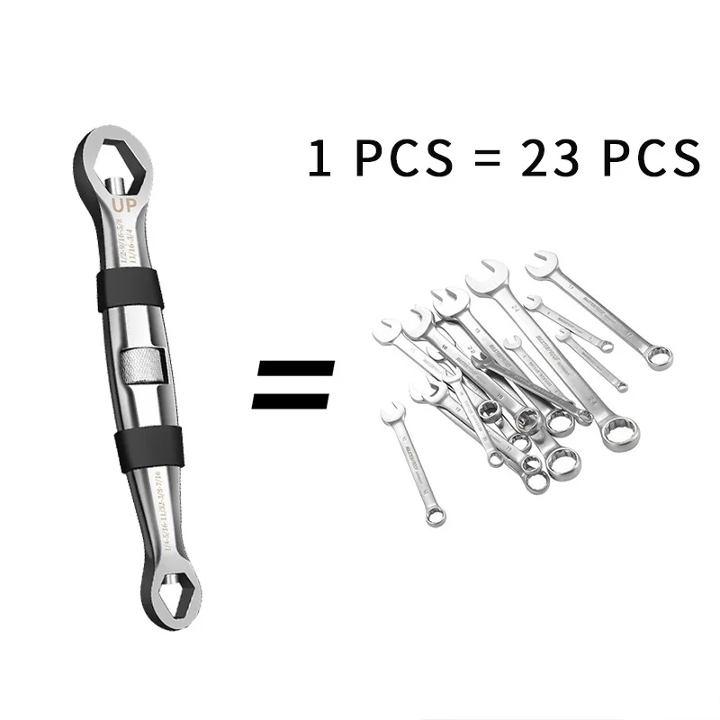 Juego de llaves universales 23 en 1, llave de trinquete ajustable de 7-19mm, llave de CR-V, multiherramientas flexibles, herramienta de mano para