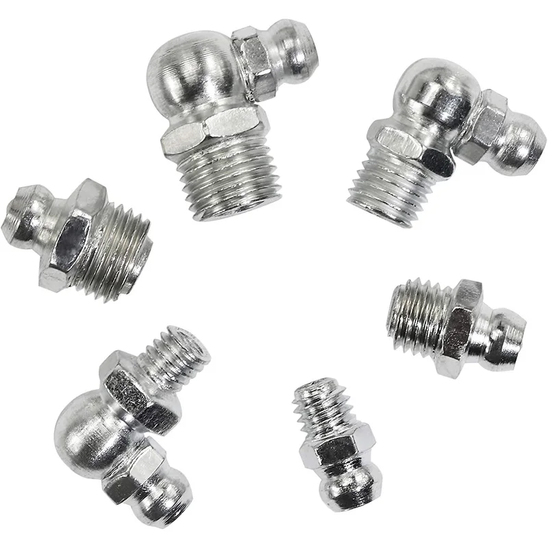 115Pcs Steel Zerk Grease Nipple Fittings Assortment Kit ,Straight, 90-Degree, 45-Degree Angled(M6,M8,M10)