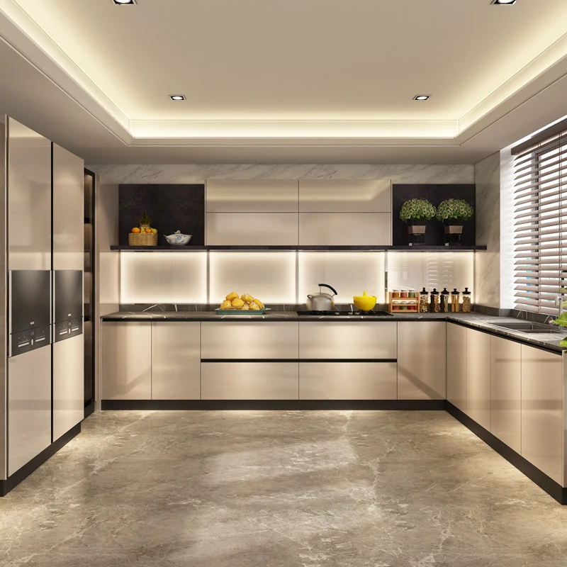 Customized kitchen decoration of integral cabinet Modern economical type of quartz stone countertop kitchen cabinet