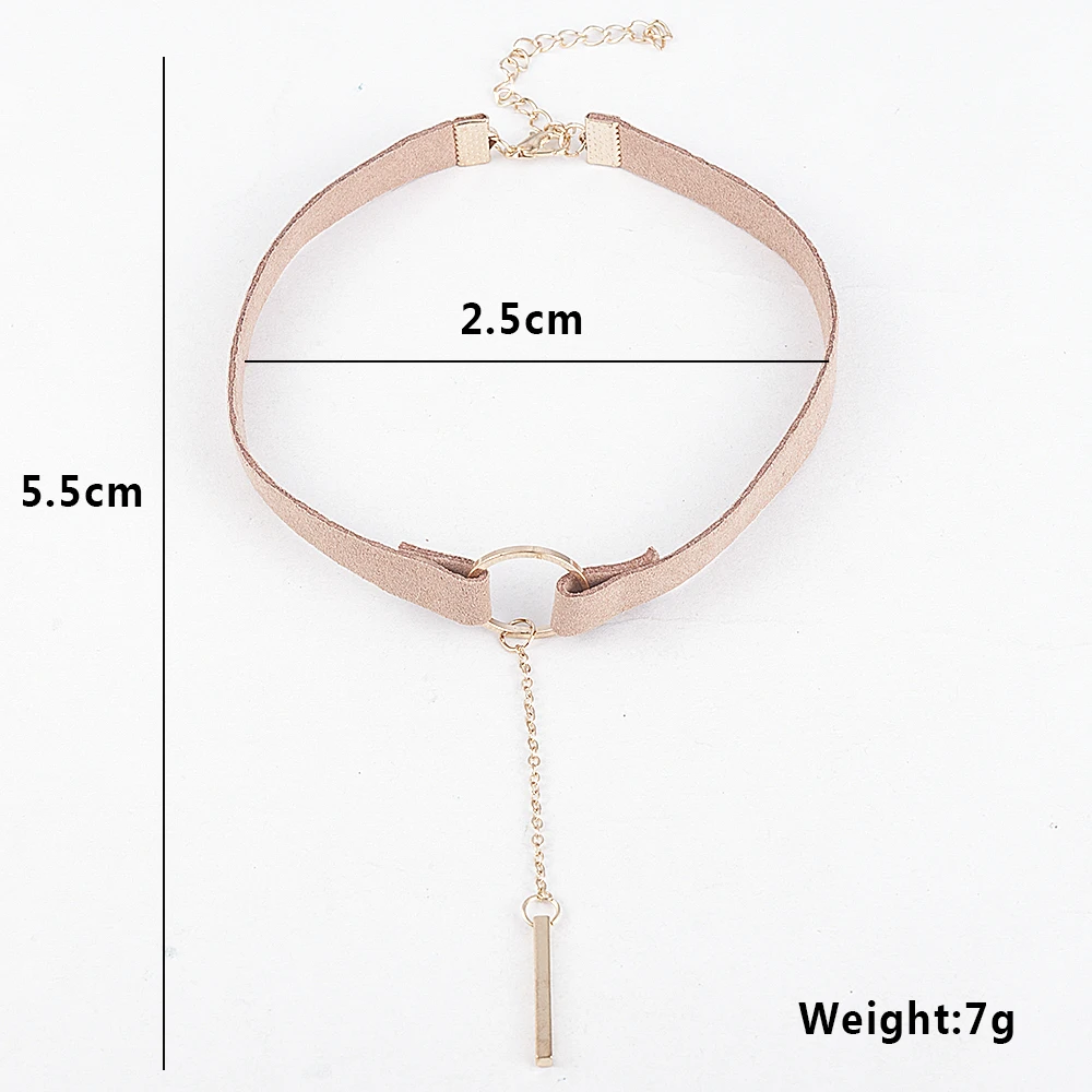 2022 New Fashion Punk Black Brown Leather Choker Necklace for Women Girls Geometry Round Pendant Collar Necklace Collier Femme