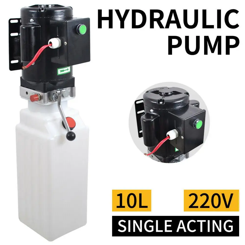 

220V 10L Single Acting Hydraulic Pump Dump Trailer Lift Power Unit 2.64 Gallon Car Auto Lift