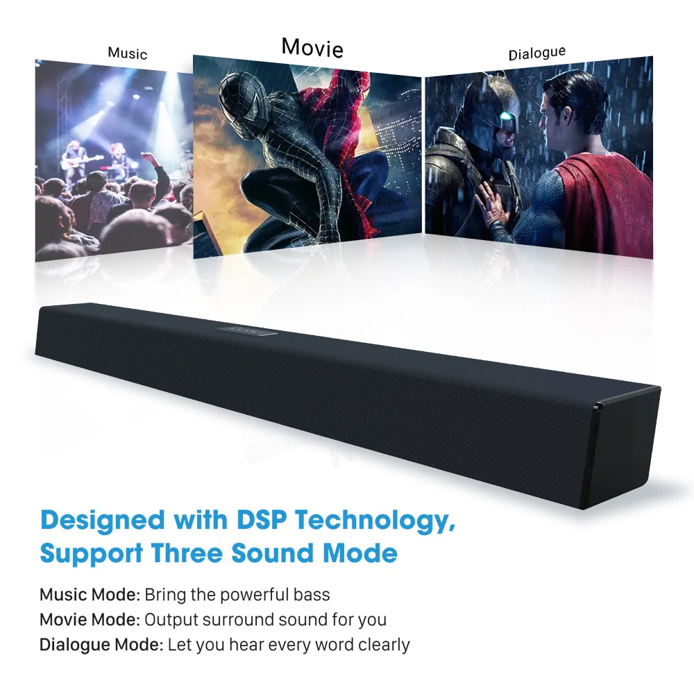 140W Sound Bar With Wireless Subwoofer Home Theater Sound System Soundbar TV Bluetooth Speaker Support Optical AUX Coaxial