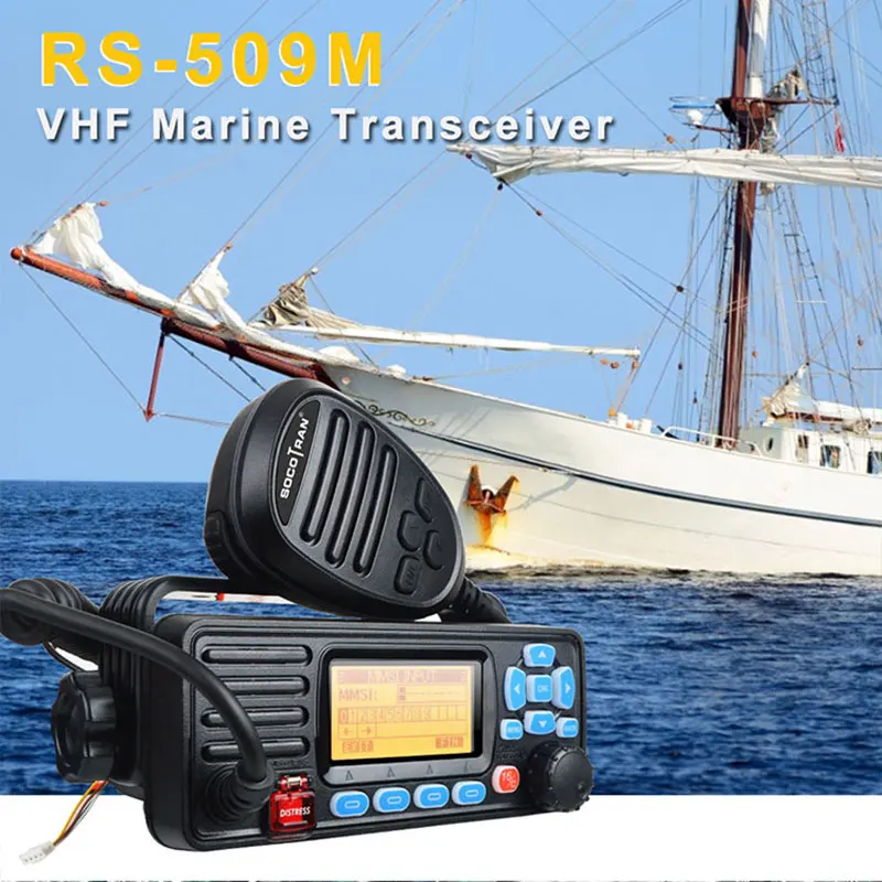 SOCOTRAN RS-509M VHF Marine Transceiver IPX7 Wateroof 25W Mobile Radio DSC Call Auto-answer