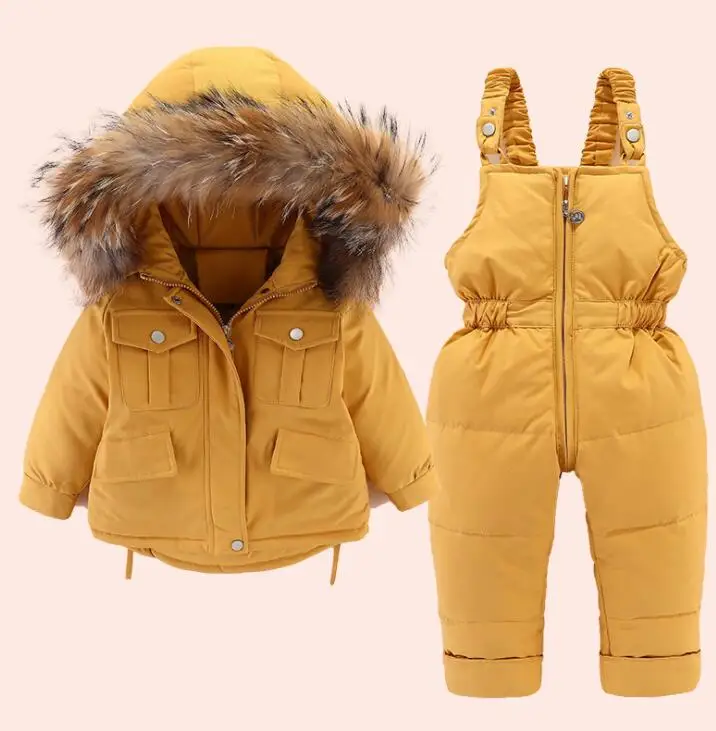 

-30 Winter Russia Children Snowsuit Clothing Set 80% Duck Down Pants-Jacket for Baby Girls Boys Coat Pony Overcoat