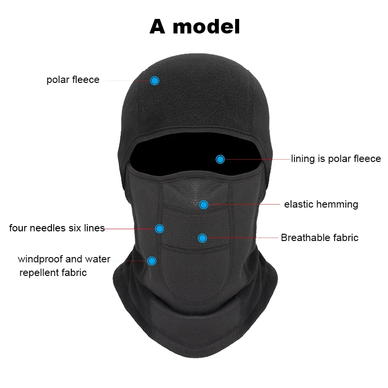 TH05 Winter Thermal Fleece Ski Mask Full Face Cover Snowboard Hood Scarfs Outdoor Sport Windproof Cycling Headgear Balaclava