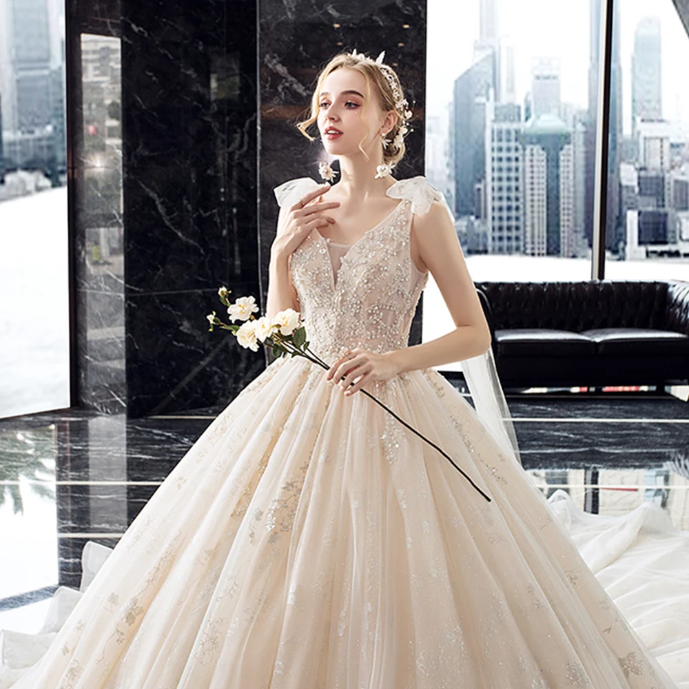 crystal princess wedding dresses Luxury Princess Crystal Wedding Dresses Sweetheart Neck Lace-up Beaded Ball  Gown