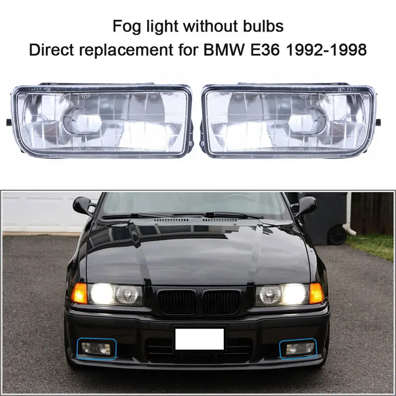 

For 1992-1998 BMW E36 3 SERIES 2/4D BUMPER FOG LIGHTS LAMPS CRYSTAL CLEAR LENS