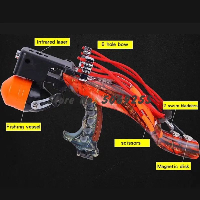 

Big Power Slingshot Fishing Outdoor Survival Camping Equipment With Red Laser Catapult Hunting Accessories Self Defense Weapons
