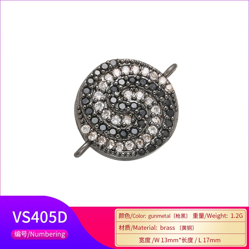 ZHUKOU 13x17mm Lollipop Crystal charms Connector for Women Necklace Bracelet Jewelry Accessories making findings model: VS405
