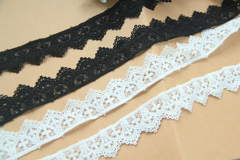 1 Yard Novelty Embroidery Lace Chris Cross Milk Fiber Embroidered White And Black Lace Diy Sewing Garment Accessories 3.5cm