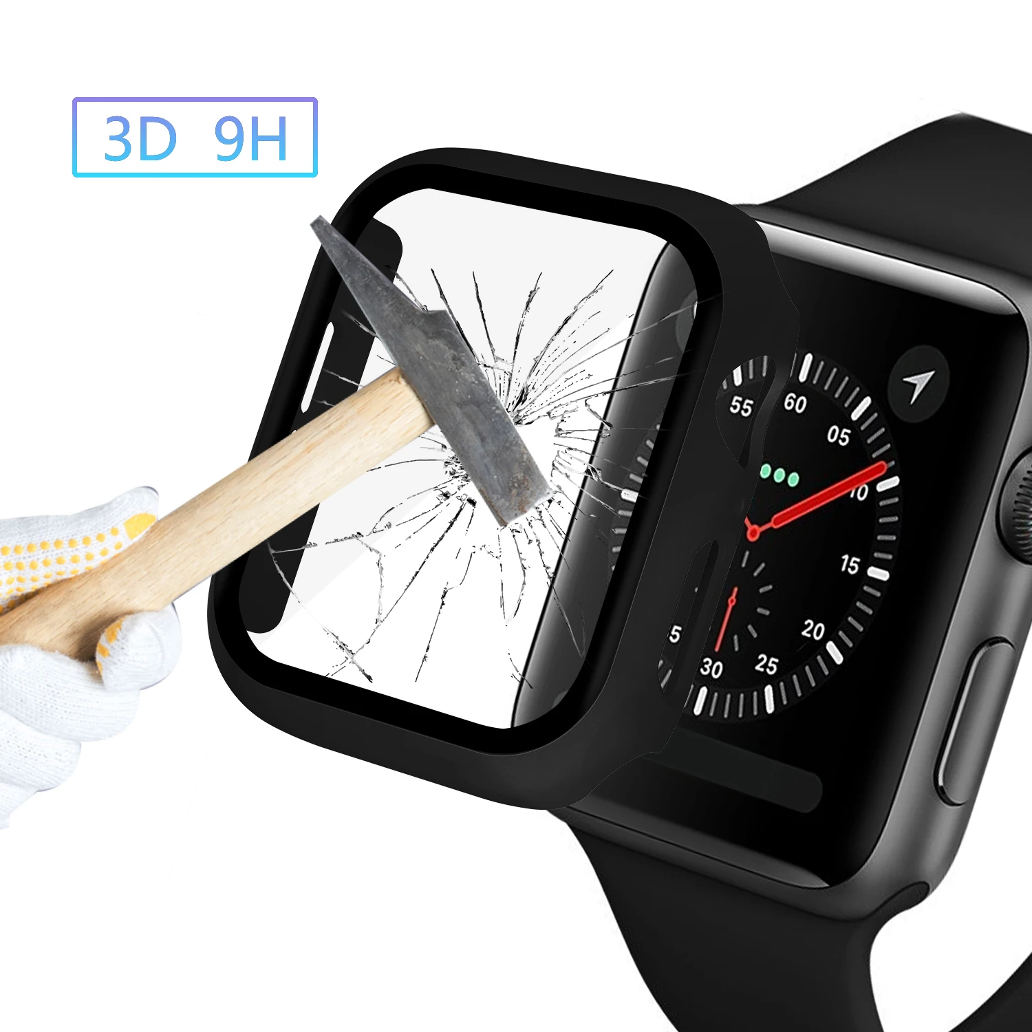 Apple Watch 6 SE 5 4 3 2 1 용 3D 강화 유리 전체 화면 PC 보호기 40mm 44mm, iWatch 화면 보호 커버 케이스 38/42mm