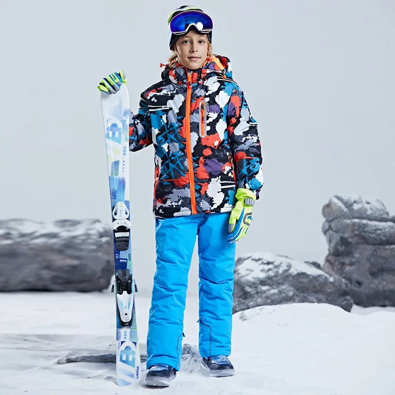 -30 stopni wodoodporny kombinezon narciarski dla dzieci Teen Boys Girs kostium dla dzieci kurtka zimowa kombinezon snowboardowy nosić kombinezon