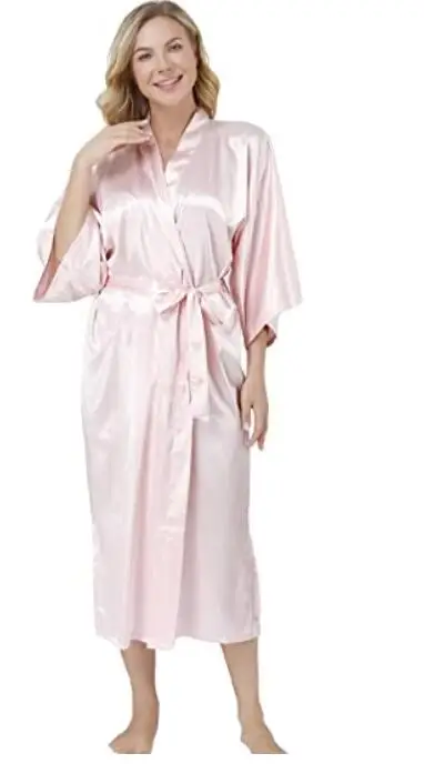 Plus Size S-XXXL Rayon Bathrobe Womens Kimono Satin Long Robe Sexy Lingerie Classic Nightgown Sleepwear with Belt