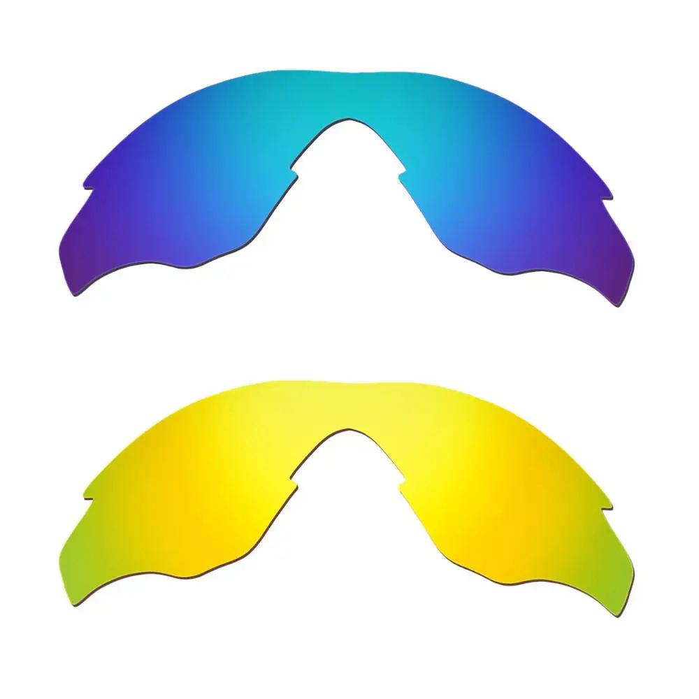 

HKUCO For M2 Sunglasses Replacement Polarized Lenses 2 Pairs - Blue & Gold