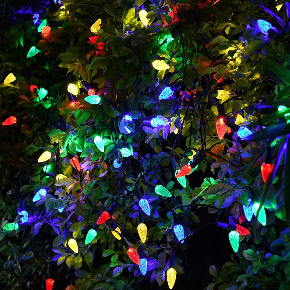 IP65 Christmas Lights Battery Power C6 Strawberry String Lights 10M Fairy Lights Garland Garden Decoration Tree Twinkle Lighting