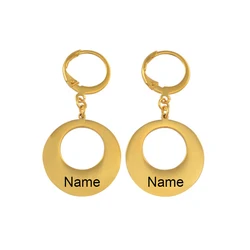 Anniyo Customize Earring for Women Girls Can Print Your Name Gold Color Stainless Steel Personalized Jewelry Kiribati #056621