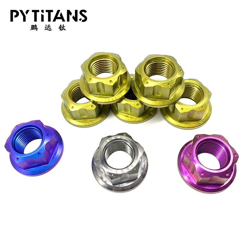 PYTITANS Titanium Alloy Nuts M5 M6 M10 M12 M14 Anodized for Motorcycle and Bike Modification Replacement Nut