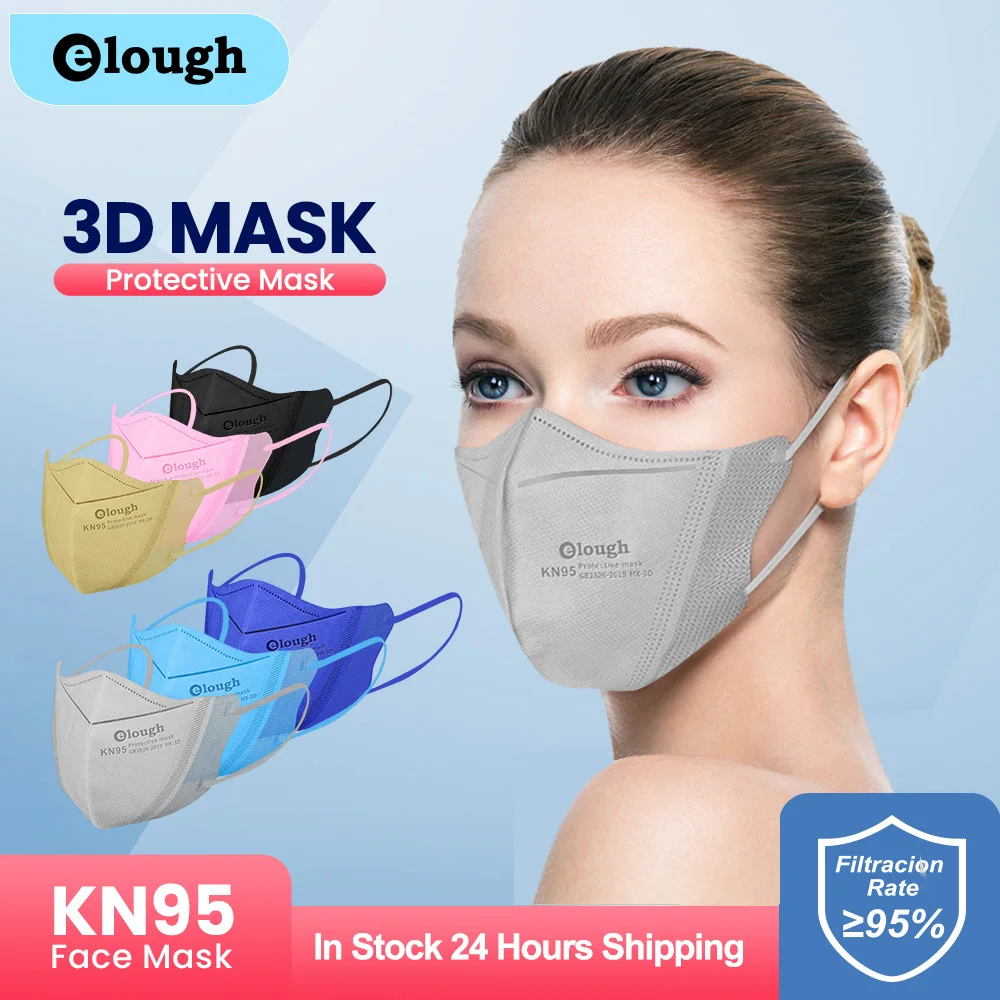 

Elough mask FFP2 Approved CE 3D Protective Kn95 Face Mask Dust-Proof PM2.5 Breathable Filtration Respirator KN 95 Mask