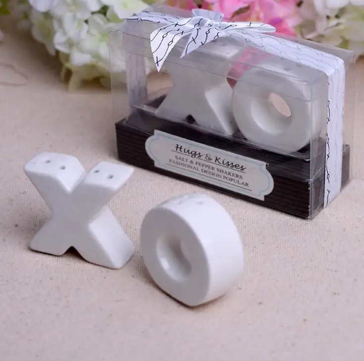 

Hugs & Kisses From Mr. & Mrs. XO Ceramic Salt & Pepper Shakers 300Set/Lot wedding favors party gifts SN863