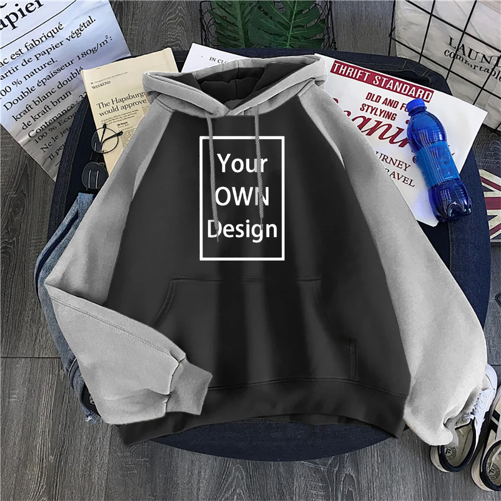 Your OWN Design Brand Logo/Picture Custom Men Women DIY Raglan Hoodies Sweatshirt Casual Hoody Clothing 5 Color Loose Fashion